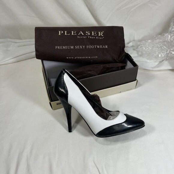 Pleaser Black and White Spectator Pumps - Size 9M - New in Box - Picture 1 of 7